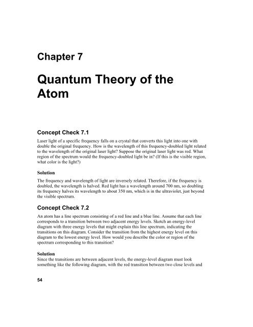 Chapter 7: Quantum Theory of the Atom