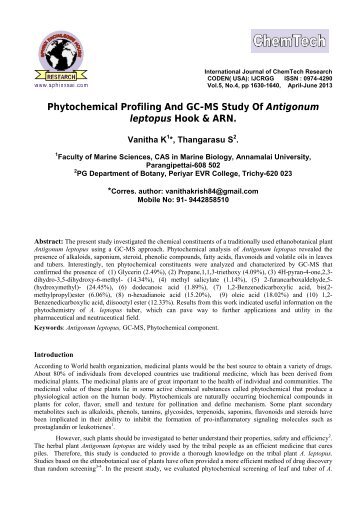 Phytochemical Profiling And GC-MS Study Of Antigonum leptopus ...