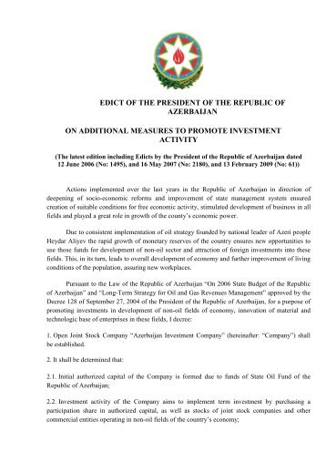 On additional measures to promote investment activity? signed ... - AIC