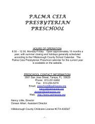 Awards given to the Palma Ceia Presbyterian Preschool