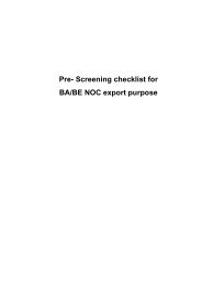 Pre- Screening checklist for BA/BE NOC export purpose