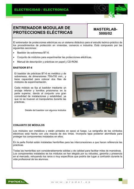 entrenador modular de protecciones eléctricas masterlab