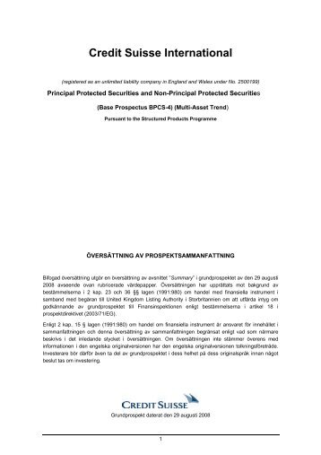 Credit Suisse International - Carnegie