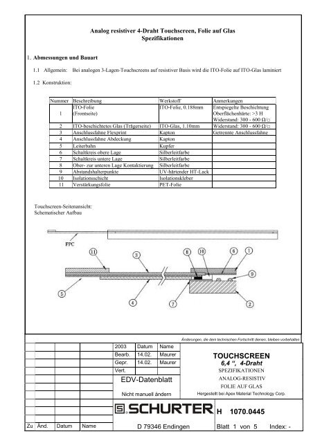 Analog resistiver 4-Draht Touchscreen, Folie auf ... - OLED-LCD-TFT