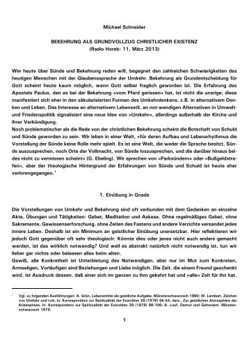 (Radio Horeb: 11. März 2013) Wer heute über Sünde und Be - Kath.de