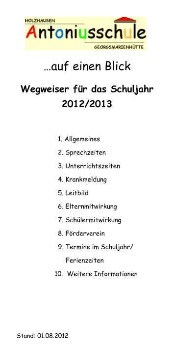 Wegweiser für das Schuljahr 2012/2013 - Antoniusschule