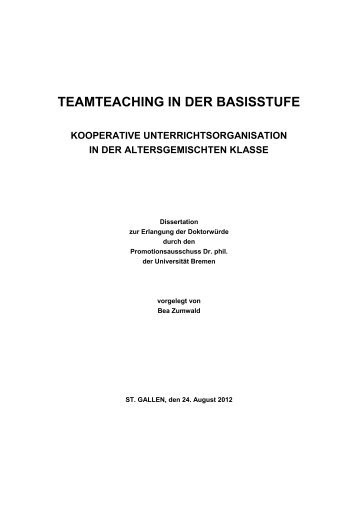 TEAMTEACHING IN DER BASISSTUFE - E-LIB - Universität Bremen