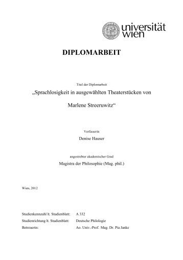 DIPLOMARBEIT - Institut für Germanistik - Universität Wien