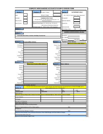 domestic merchandise accounts payable vendor form - CSI Vendor ...