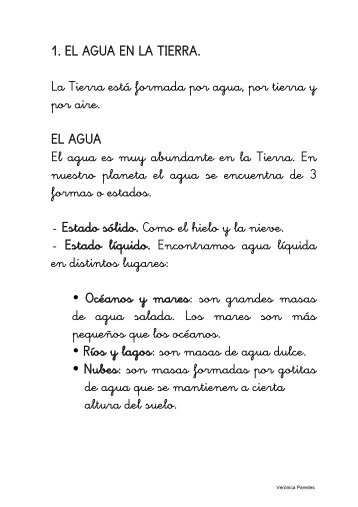 1. EL AGUA EN LA TIERRA. La Tierra está formada por agua, por ...