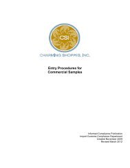 Entry Procedures for Commercial Samples - CSI Vendor Manual