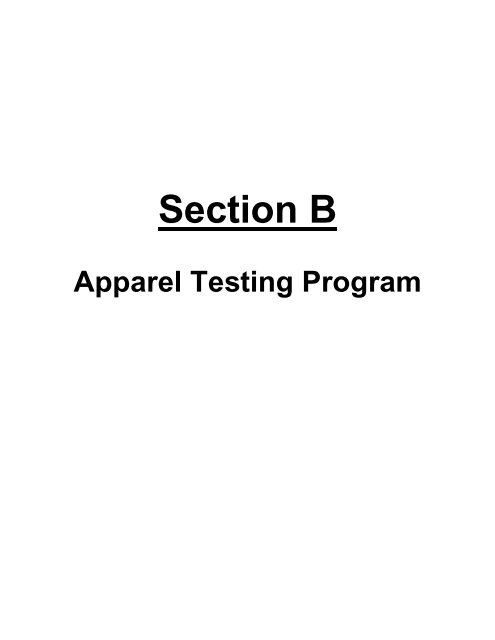Apparel Testing Program - CSI Vendor Manual