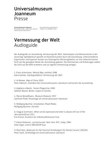 Universalmuseum Joanneum Presse Vermessung der Welt ...