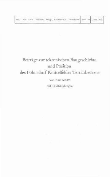 Beiträge zur tektonischen Baugeschichte und Position des ...