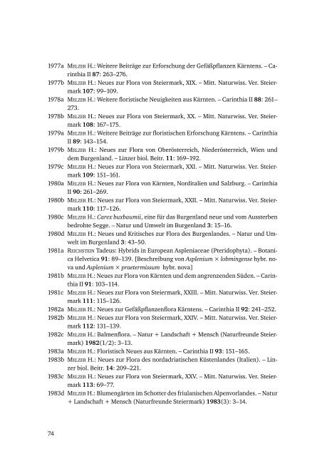 Die Veröffentlichungen von Helmut Melzer und ein Index der in ...