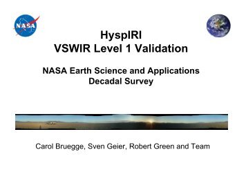HyspIRI VSWIR Level 1 Validation NASA Earth Science and ...