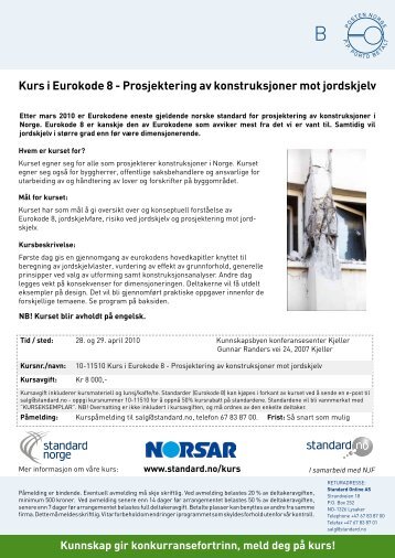 Kurs i Eurokode 8 - Prosjektering av konstruksjoner mot ... - Norsar