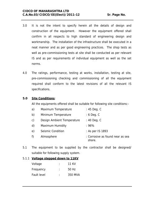 SCOPE OF WORK (ELECTRICAL) - CIDCO Maharashtra Ltd.