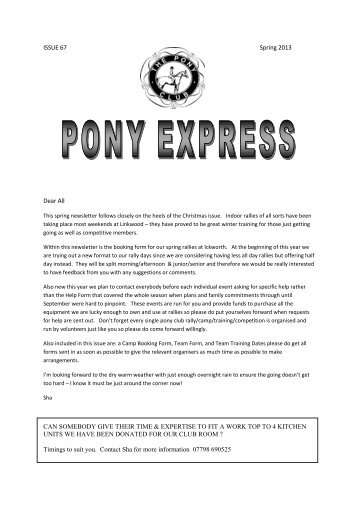 Spring Newsletter 2013 - The Pony Club Branches