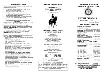 SPARE MOMENTS FIXTURE CARD 2013 - The Pony Club Branches