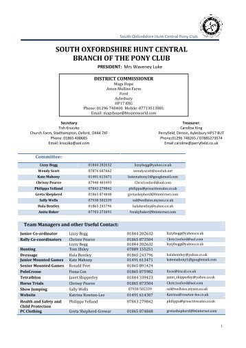 south oxfordshire hunt central branch of the pony club