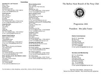 The Barlow Hunt Branch of the Pony Club Programme 2012 ...