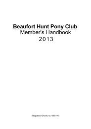 Beaufort Hunt Pony Club Member's Handbook 2013