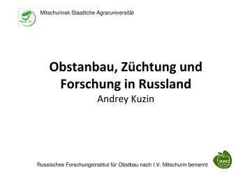 Obstanbau, Züchtung und Forschung in Russland - Landwirtschaft ...