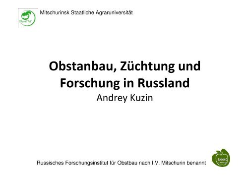 Obstanbau, Züchtung und Forschung in Russland - Landwirtschaft ...