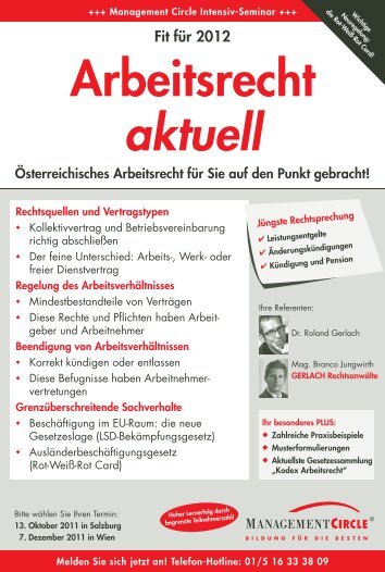 Seminar: Arbeitsrecht aktuell - Management Circle AG - DNWE