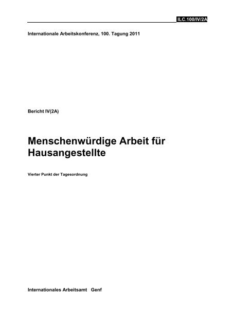 Menschenwürdige Arbeit für Hausangestellte - International Labour ...