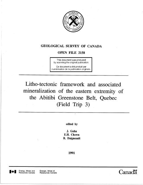 GEOLOGICAL SURVEY OF CANADA OPEN FILE 2158 - GeoGratis