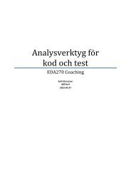 Analysverktyg för kod och test - Lunds Tekniska Högskola