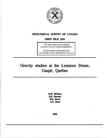 GEOLOGICAL SURVEY OF CANADA OPEN FILE 2291 - GeoGratis