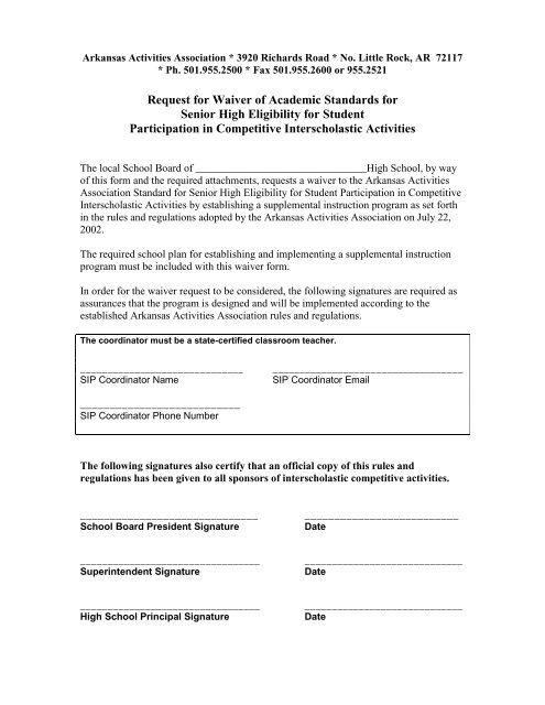 supplemental instruction program plan format - Arkansas Activities ...