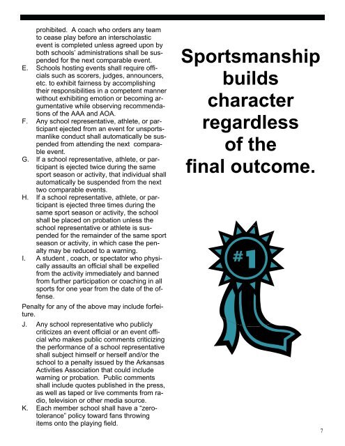 AAA Sportsmanship Manual - Arkansas Activities Association