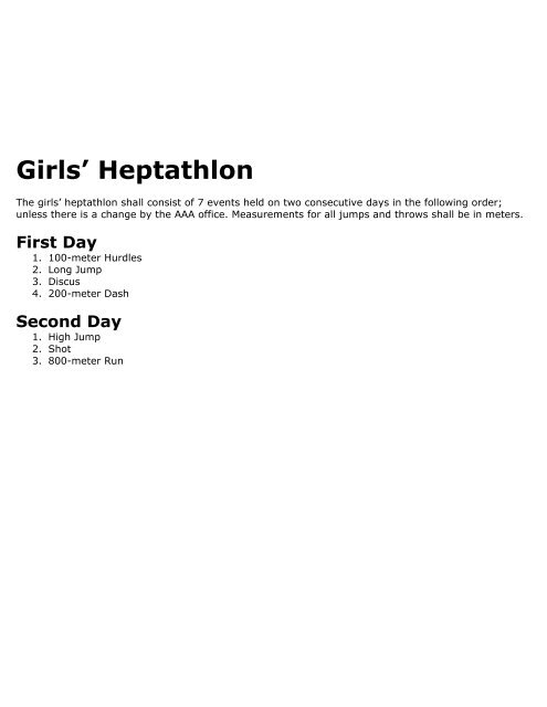 GIRLS HEPTATHLON - Arkansas Activities Association