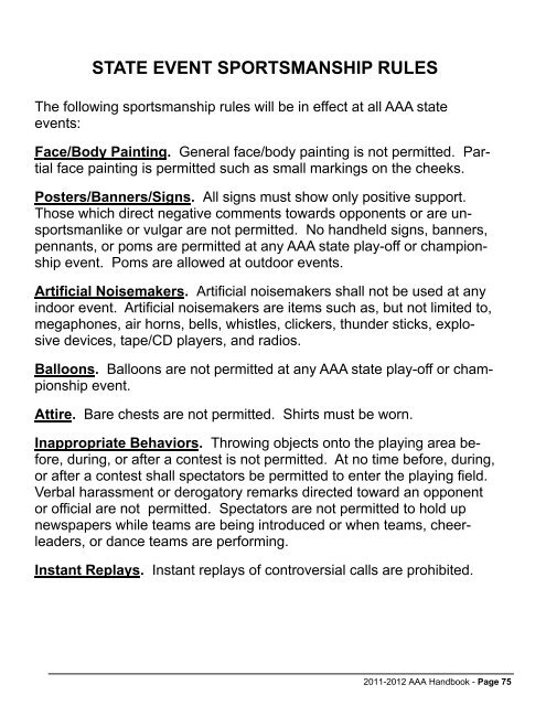 2011-2012 AAA Handbook - Arkansas Activities Association