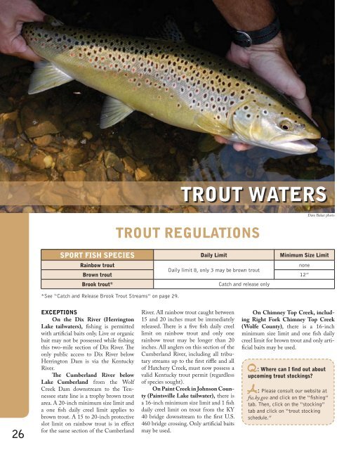 trout waters - Kentucky Department of Fish and Wildlife Resources