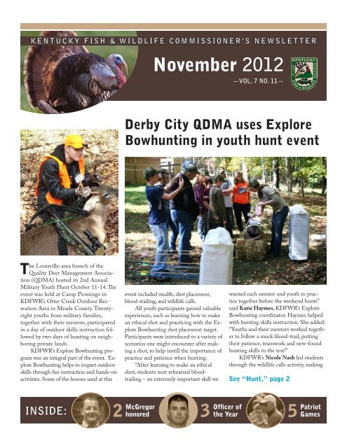 November, 2012 Newsletter - Kentucky Department of Fish and ...