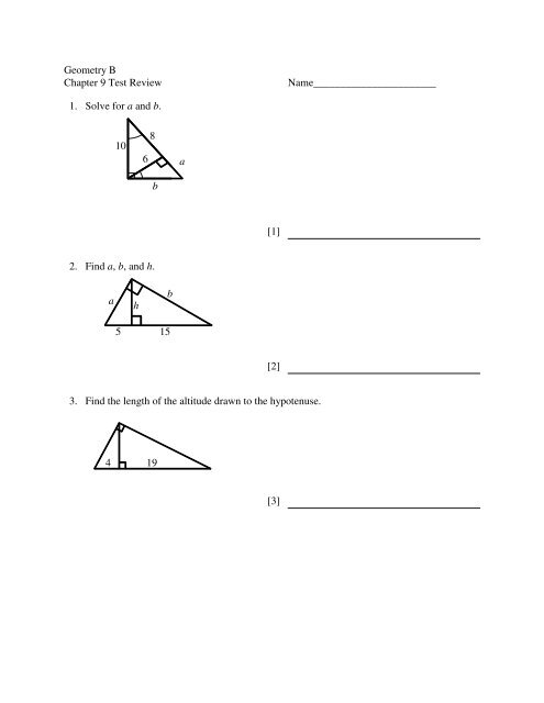 Chapter 9 Test Review with Key