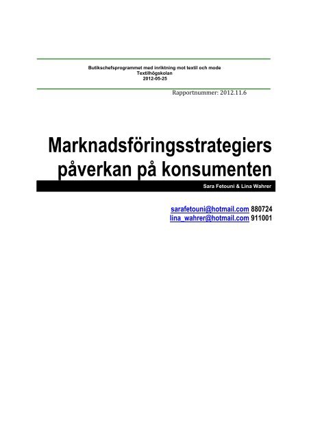 Marknadsföringsstrategiers påverkan på konsumenten - BADA ...