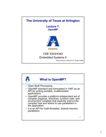 What is OpenMP? - Crystal - The University of Texas at Arlington