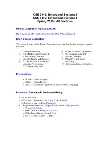 CSE 3442: Embedded Systems I CSE 5442 - Crystal - The ...