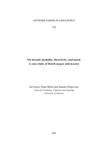 On deontic modality, directivity, and mood A case study of Dutch ...