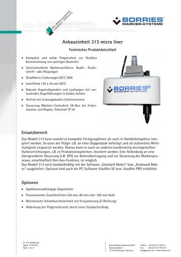 Anbaueinheit 313 micro liner - Borries Markier-Systeme GmbH