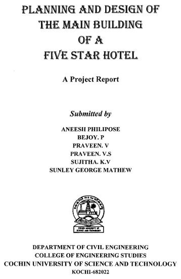 Planning and design of five star hotel.pdf - DSpace at CUSAT ...