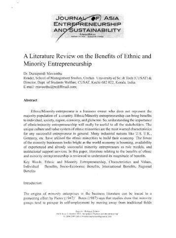 A Literature Review on the Benefits of Ethnic and Minority ...