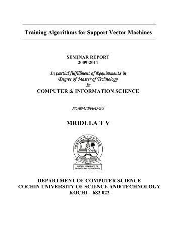 Mridula_ SVM report.pdf - DSpace at CUSAT - Cochin University of ...