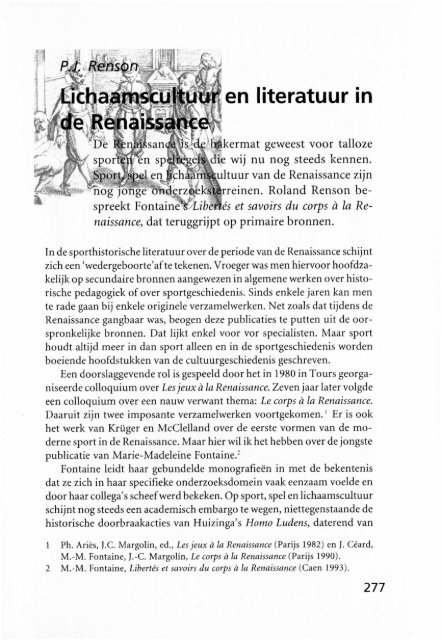 Lichaamschultuur en literatuur in de Renaissance - Groniek